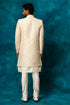 VASTRAMAY Men's Beige Imported Jacquard Indo With Kurta Pyjama Set